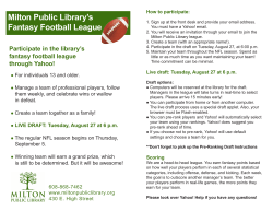 Milton Public Library`s Fantasy Football League