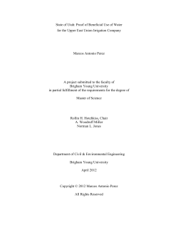 State of Utah: Proof of Beneficial Use of Water for the Upper East