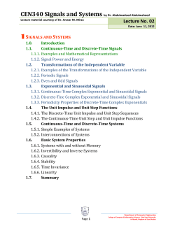 Discrete-Time Complex Exponential and Sinusoidal Signals