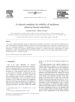 A relaxed condition for stability of nonlinear observer