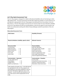 Let`s Play Quick Assessment Tool