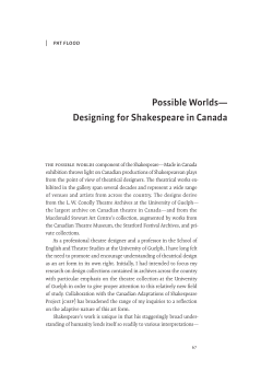 Possible Worlds&mdash; Designing for Shakespeare in Canada