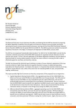 National Generators Forum - Submission to the AER on regulatory