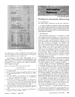 Problems in Automatic Abstracting