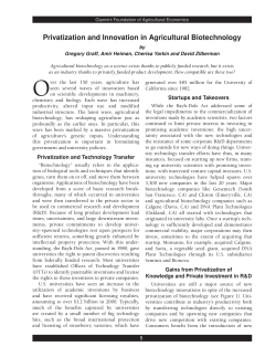 Privatization and Innovation in Agricultural Biotechnology