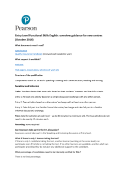 Entry Level Functional Skills English: overview guidance for new