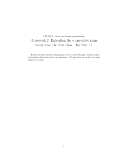 Homework 2: Extending the cooperative game theory example from