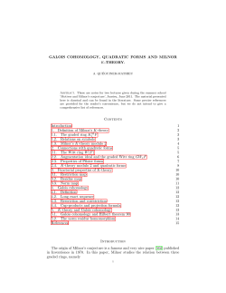 GALOIS COHOMOLOGY, QUADRATIC FORMS AND