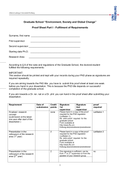 Proof Sheet Part I - Fulfilment of Requirements
