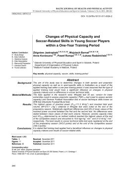 Changes of Physical Capacity and Soccer-Related