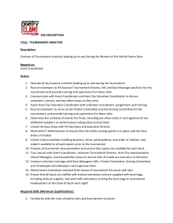 JOB DESCRIPTION TITLE: TOURNAMENT DIRECTOR Description