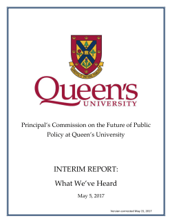 Principal`s Commission on the Future of Public Policy at Queen`s