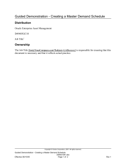 Guided Demonstration - Creating a Master Demand Schedule