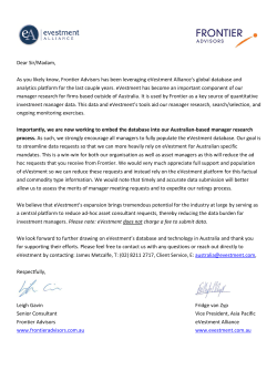 Dear Sir/Madam, As you likely know, Frontier Advisors
