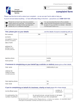 Complaint Form - Financial Ombudsman