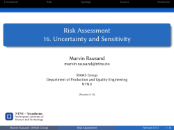 Risk Assessment 16. Uncertainty and Sensitivity