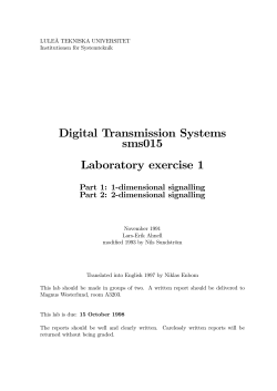 Digital Transmission Systems sms015 Laboratory exercise 1