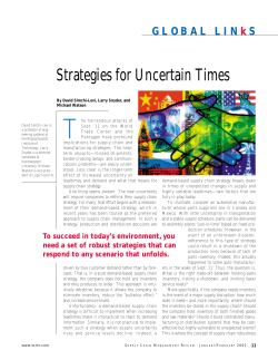 Strategies for Uncertain Times