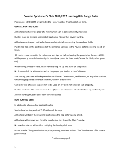 Colonial Sportsmen`s Club 2016/2017 Hunting/Rifle Range Rules