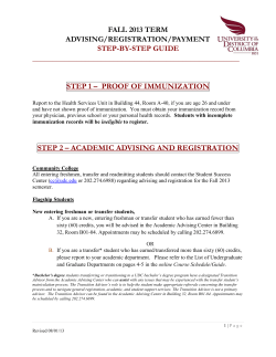 step 1 &ndash; proof of immunization step 2 &ndash; academic advising and