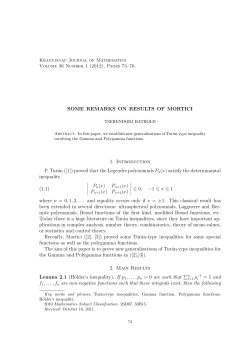 SOME REMARKS ON RESULTS OF MORTICI 1. Introduction P