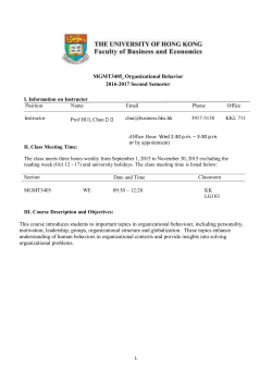 MGMT3405 Organizational Behavior 2016
