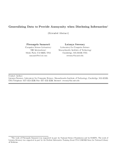 Generalizing Data to Provide Anonymity when