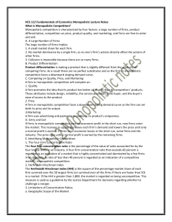 HCS 112 Fundamentals of Economics Monopolistic Lecture Notes