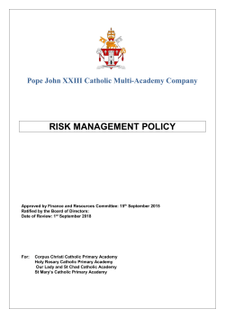 risk management policy - Pope John XXIII Catholic Multi Academy