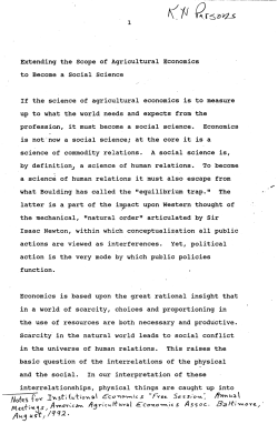 Extending the Scope of Agricultural Economics to Become a Social
