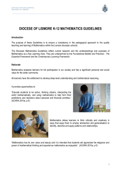 DIOCESE OF LISMORE K-12 Mathematics Guidelines