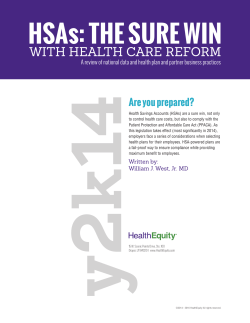 HSAs: THE SURE WIN