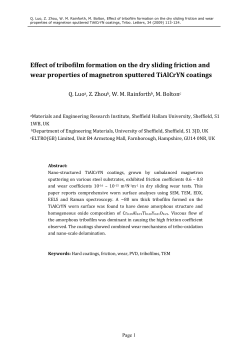 Q. Luo, Z. Zhou, WM Rainforth, M. Bolton, Effect of tribofilm formation