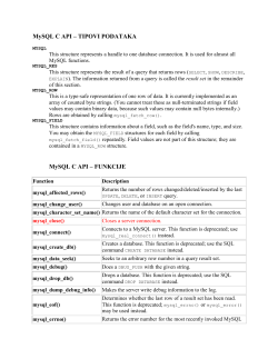 MySQL C API &ndash; TIPOVI PODATAKA MYSQL This structure