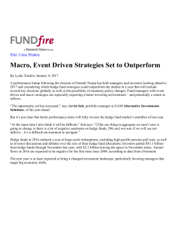 Macro, Event Driven Strategies Set to Outperform