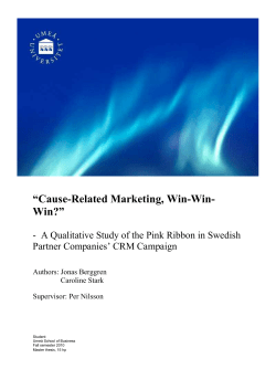 Cause-Related Marketing, Win-Win- Win?