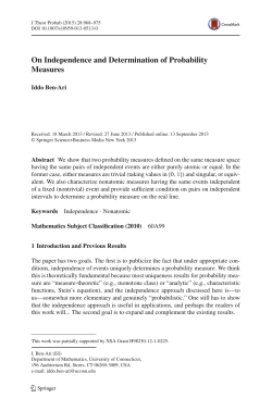 On Independence and Determination of Probability Measures