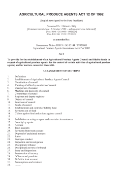 AGRICULTURAL PRODUCE AGENTS ACT 12 OF 1992