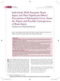 Individuals With Traumatic Brain Injury and Their Significant Others