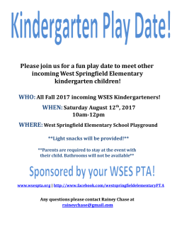 Please join us for a fun play date to meet other incoming West
