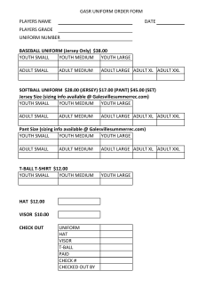 GASR UNIFORM ORDER FORM PLAYERS NAME DATE PLAYERS