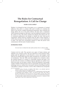 "The Rules for Contractual Renegotiation: A Call for Change" [2014]