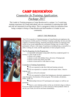 Counselor In Training Application Package 2017