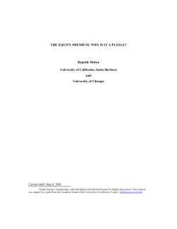 THE EQUITY PREMIUM: WHY IS IT A PUZZLE