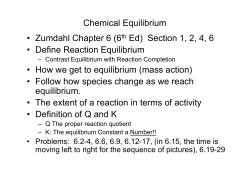 Chemical Equilibrium &bull; Zumdahl Chapter 6 (6th Ed) Section 1, 2, 4, 6