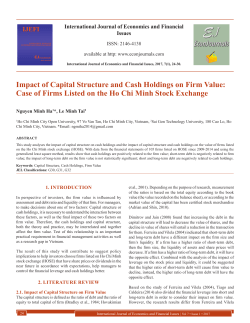 Impact of Capital Structure and Cash Holdings on Firm Value: Case