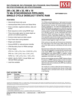 2M x 36, 2M x 32, 4M x 18 72 Mb SYNCHRONOUS PIPELINED