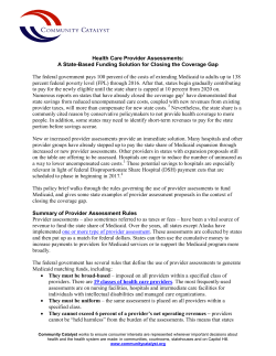 Health Care Provider Assessments: A State