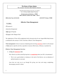 Effective Time Management The House of Hope Atlanta The Greater