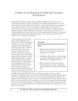 A Primer on the Management of Risk and Uncertainty